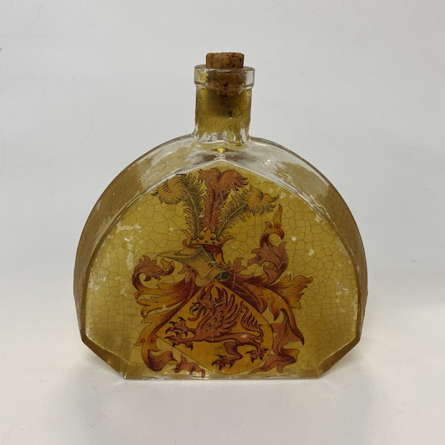 DECOR (BOTTLE), Amber Floral Glass Vintage